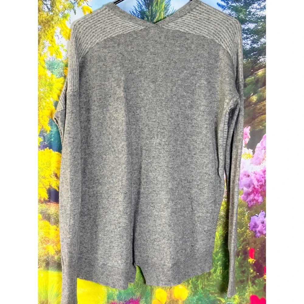 Rebecca Taylor Cashmere V-Neck Cardigan Sweater Gray Size S